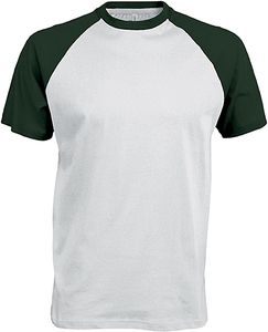 Kariban K330 - BASE BALL > Camiseta de Manga Corta Hombre White / Forest Green