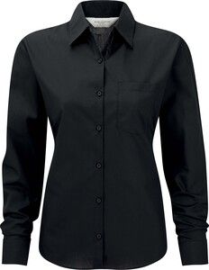 Russell Collection RU934F - Ladies' Long Sleeve Polycotton Easy Care Poplin Shirt Black