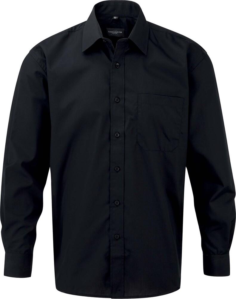 Russell Collection RU934M - Langærmet Poplin-skjorte til mænd