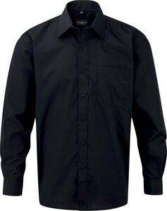Russell Collection RU934M - Men's Long Sleeve Polycotton Easy Care Poplin Shirt Black