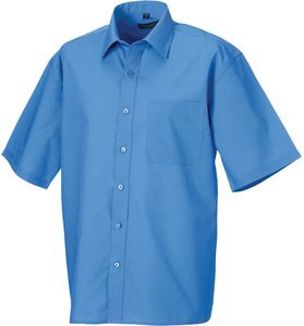 Russell Collection RU935M - Men's Short Sleeve Polycotton Easy Care Poplin Shirt Corporate Blue
