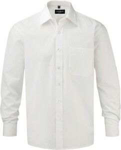 Russell Collection RU936M - Men's Long Sleeve Pure Cotton Easy Care Poplin Shirt White
