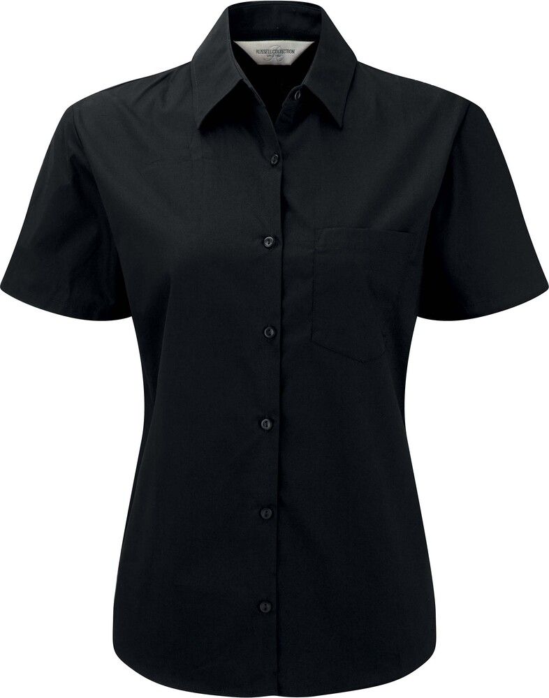 Russell Collection RU937F - Ladies' Short Sleeve Pure Cotton Easy Care Poplin Shirt
