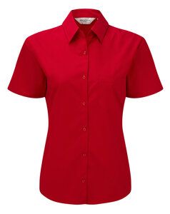 Russell Collection RU937F - Ladies Short Sleeve Pure Cotton Easy Care Poplin Shirt