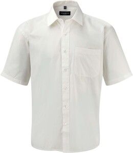 Russell Collection RU937M - Men's Short Sleeve Pure Cotton Easy Care Poplin Shirt White