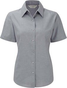 Russell Collection RU933F - Ladies' Short Sleeve Easy Care Oxford Shirt Silver