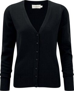 Russell Collection RU715F - Ladies' V-Neck Knitted Cardigan Black