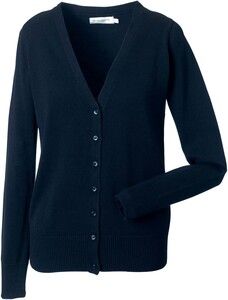 Russell Collection RU715F - Ladies' V-Neck Knitted Cardigan French Navy
