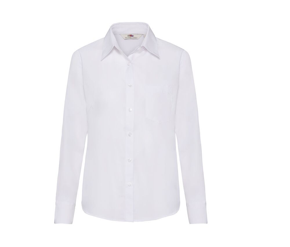 Fruit of the Loom SS012 - Poplin damesoverhemd met lange mouwen