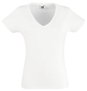 Fruit of the Loom SS047 - Women's V-neck T-shirt White