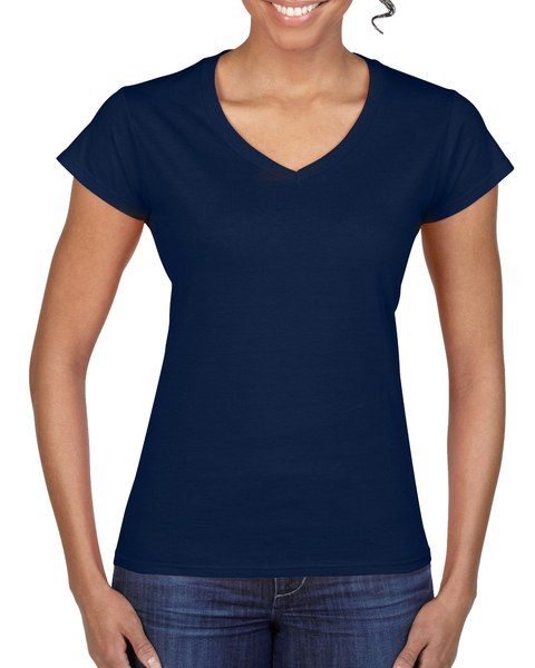 camiseta cuello v mujer gildan