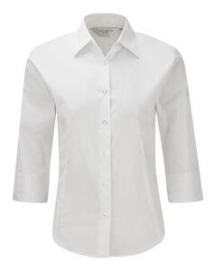 Russell Collection J946F - Women's ¾ sleeve easycare fitted shirt White