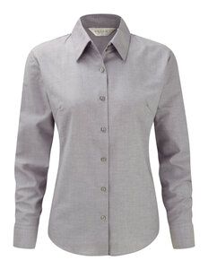 Russell Collection J932F - Women's long sleeve easycare Oxford shirt Silver