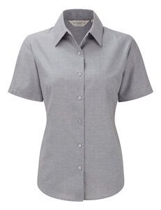 Russell Collection J933F - Women's short sleeve Oxford shirt Silver
