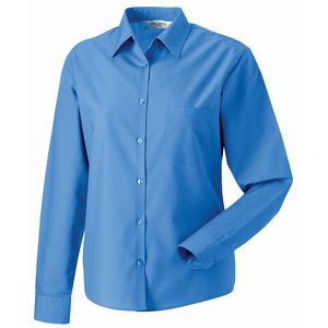 Russell Collection J934F - Women's long sleeve polycotton easycare poplin shirt Corporate Blue
