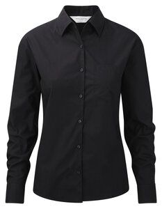 Russell Collection J936F - Women's long sleeve pure cotton easycare poplin shirt Black