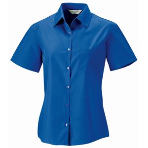 Russell Collection J937F - Womens short sleeve pure cotton easycare poplin shirt