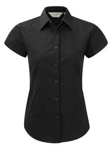 Russell Collection J947F - Women's short sleeve easycare fitted stretch shirt Black