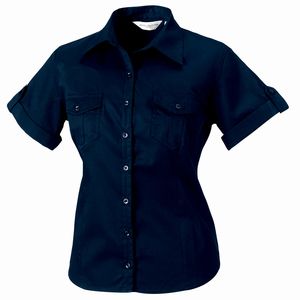 Russell Collection J919F - Womens roll-sleeve short sleeve shirt