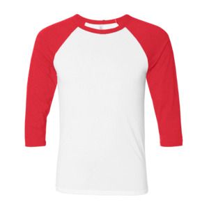 Bella+Canvas 3200 - Unisex 3/4-Sleeve Baseball T-Shirt White/Red