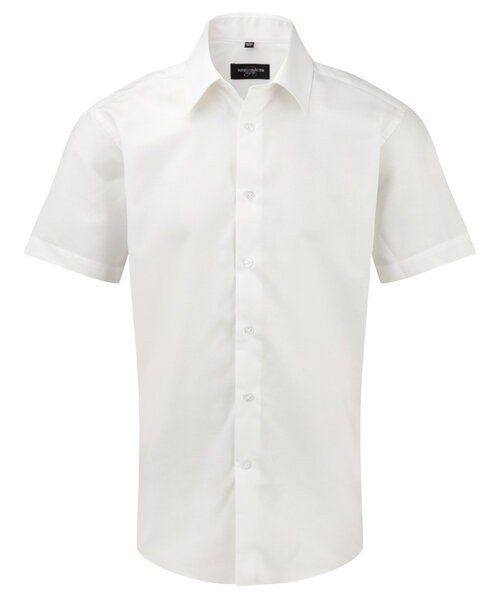 Russell Collection R-923M-0 - Camisa Oxford de Manga Corta Ajustada