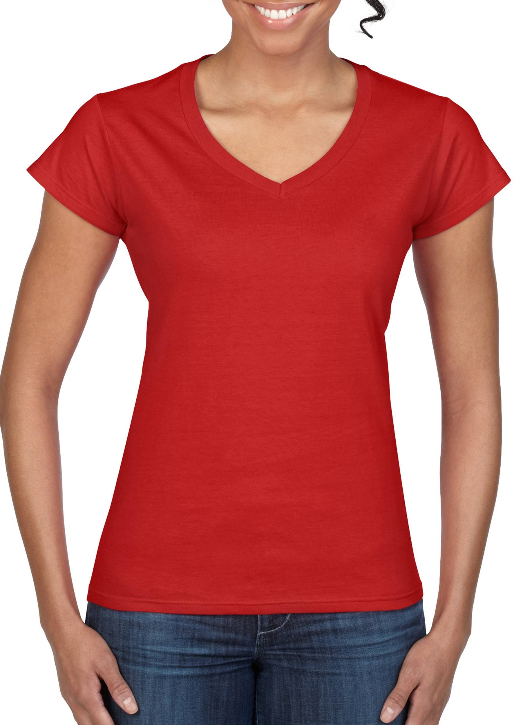 Gildan Ladies SoftStyle V Neck T-Shirt Short Sleeve Plain Cotton Tee Top New