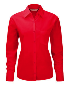 Russell Collection J934F - Women's long sleeve polycotton easycare poplin shirt Classic Red