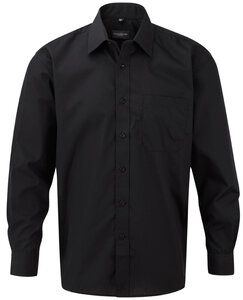 Russell Collection J934M - Long sleeve polycotton easycare poplin shirt Black