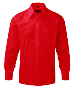 Russell Collection J934M - Long sleeve polycotton easycare poplin shirt Classic Red