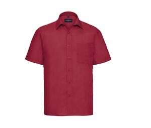 Russell Collection RU935M - Men's Short Sleeve Polycotton Easy Care Poplin Shirt Classic Red