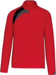 ProAct PA328 - ZIP NECK TRAINING TOP Sporty Red / Black / Storm Grey
