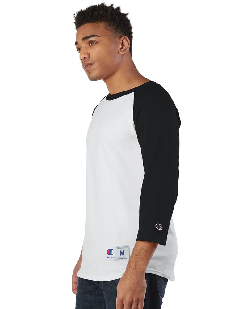 Adult Plain Raglan 3/4 T-Shirt - Black Body Medium / Black/Orange | ILTEX Apparel