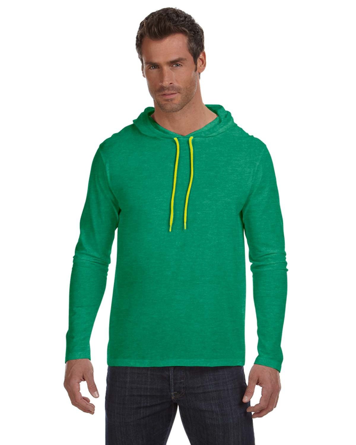 Anvil Men/'s Ringspun Cotton Lightweight Hooded Hoodie Shirt 9 COLORS A987 S-3XL