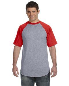 Augusta Sportswear 423 - Remera jersey de béisbol de manga corta Athletic Heather/ Red