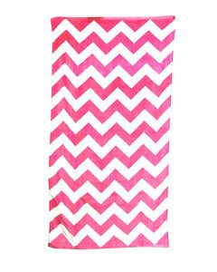 Carmel Towel Company C3060X - Chevron Velour Beach Towel Perfect Pink