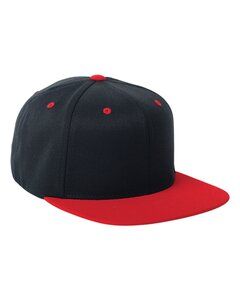 Flexfit 110F - Wool Blend Flat Bill Snapback Cap Black/ Red