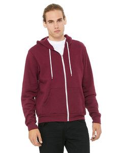 Bella+Canvas 3739 - Unisex Full-Zip Hooded Sweatshirt Maroon