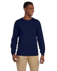 Gildan 2410 - Ultra Cotton™ Long Sleeve T-Shirt with a Pocket Navy