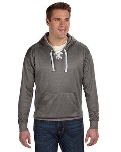 J. America 8833 - Sport Lace Polyester Fleece Hooded Sweatshirt Carbón de leña Heather