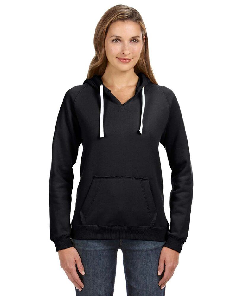 J. America 8836 - Ladies' Sueded V-Neck Hooded Sweatshirt