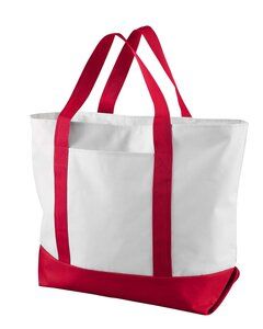 Liberty Bags 7006 - Bay View Zipper Tote White/ Red