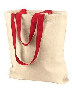 Liberty Bags 8868 - Gusseted 10 Ounce Natural Tote with Colored Handle Natural/ Red