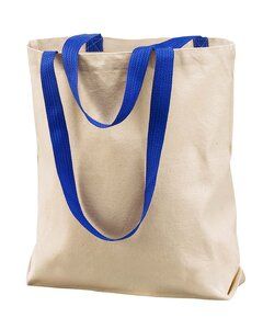 Liberty Bags 8868 - Gusseted 10 Ounce Natural Tote with Colored Handle Natural/ Royal