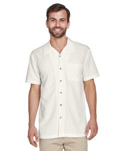 Harriton M560 - Men's Barbados Textured Camp Shirt Creme