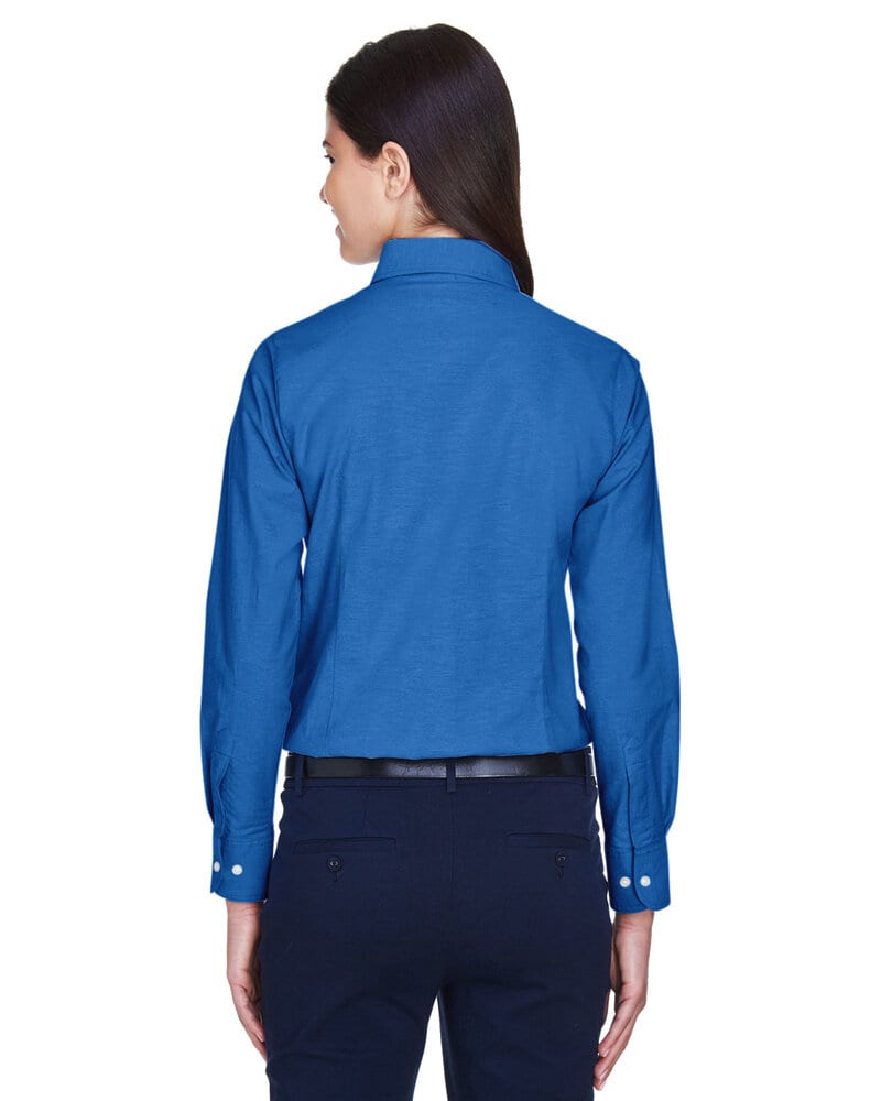 Harriton M600W - Ladies Long-Sleeve Oxford with Stain-Release