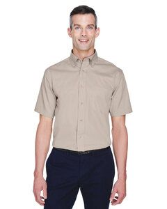 Harriton M500S - Men's Easy Blend Short-Sleeve Twill Shirt with Stain-Release Stone