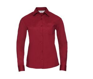 Russell Collection RU934F - Ladies' Long Sleeve Polycotton Easy Care Poplin Shirt Classic Red