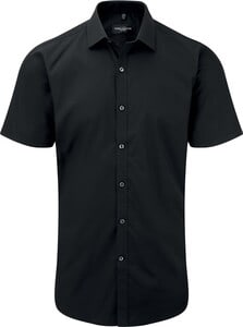 Russell Collection RU961M - MENS' SHORT SLEEVE ULTIMATE STRETCH SHIRT Black/Black