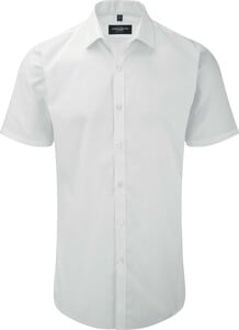 Russell Collection RU961M - MENS' SHORT SLEEVE ULTIMATE STRETCH SHIRT White