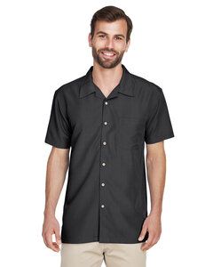 Harriton M560 - Men's Barbados Textured Camp Shirt Black